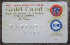 Vintage 1960s 76 Union Oil Company of California Credit Card Pure Oil Gold Card
