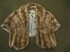 Vintage Mink Fur Stole With Pockets Shoulder Wrap Cover Up 1950s