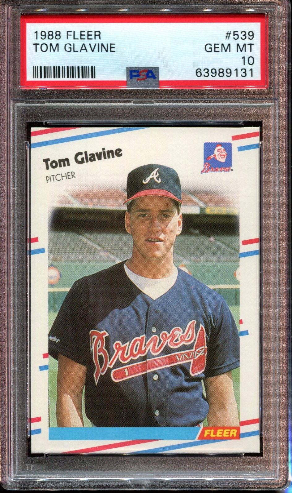 1988 FLEER #539 TOM GLAVINE RC BRAVES HOF PSA 10