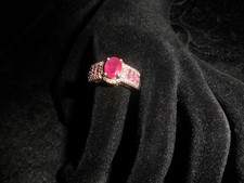 .925 Sterling Silver Pink Cubic Zirconia Ring Size 7