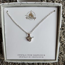 Disney Mickey Mouse Necklace Made With Swarovski Crystal Silver Finish 