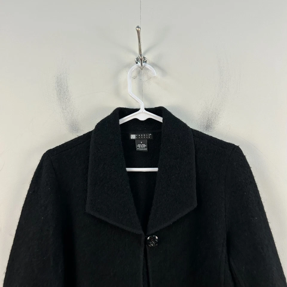Carole Little Mujer Pequeño Suéter de Lana Cárdigan Chaqueta Top Negro Botón 17864 Foto 4 de 4