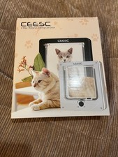 CEESC Pet Cat Magnetic Door w/ 4-Way Rotary Lock, Large White, B1- B40