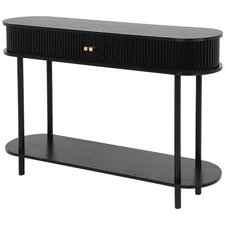 Fluted Console Table with Storage, Mid Century Modern Sofa Tables