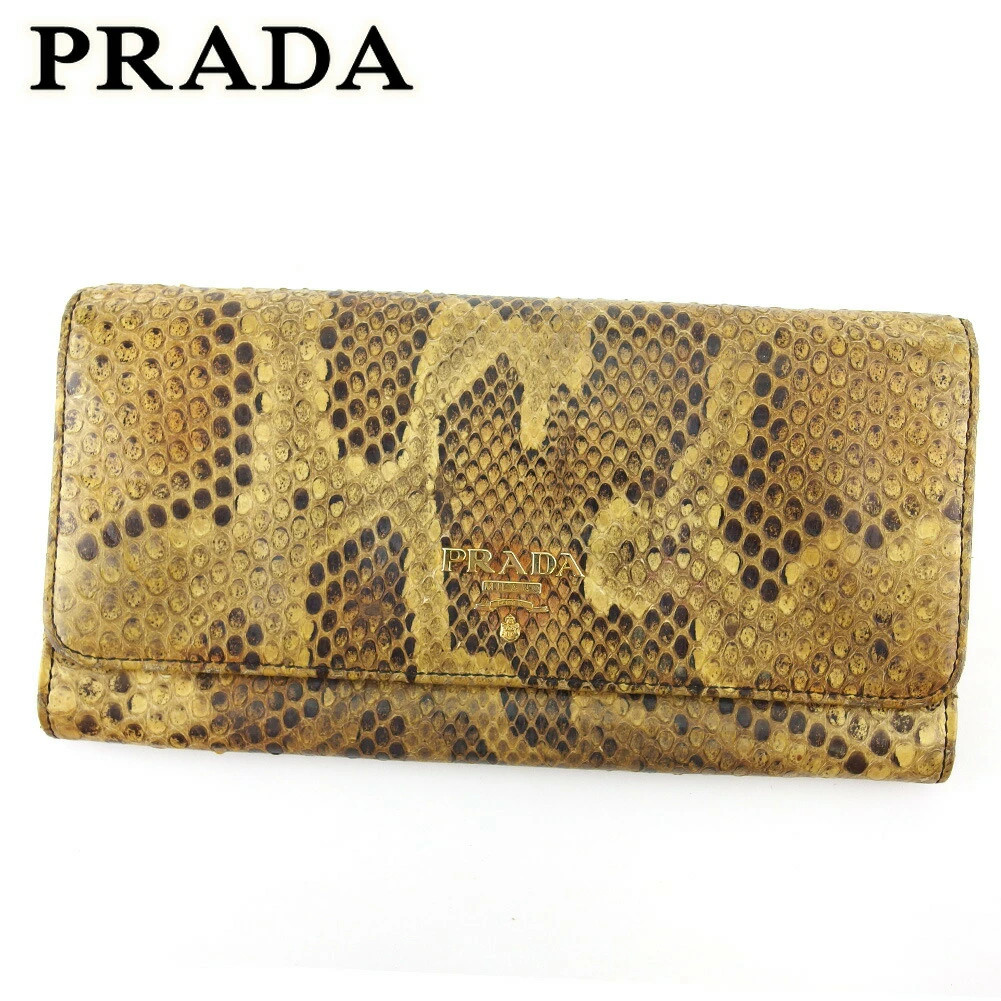 Prada Python Bag Beige Brown Gold Leather Crane H… - image 1
