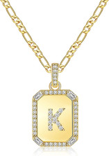 Gold Initial Necklaces for Women,Letter Necklace for Women Girls,Rectangle Neckl