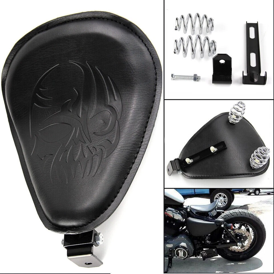 Motorcycle 3" Spring Solo Style Bracket Seat For Harley Sportster Honda Yamaha - Imagem 2 de 4