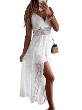 CUPSHE Women's Summer Slip Ruching Smocking Jumpsuit Dress V Neck Speghetti - L