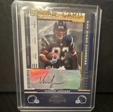 VINCENT JACKSON 2005 PLAYOFF CONTENDERS FOOTBALL rookie AUTOGRAPH CARD #181. rookie card picture