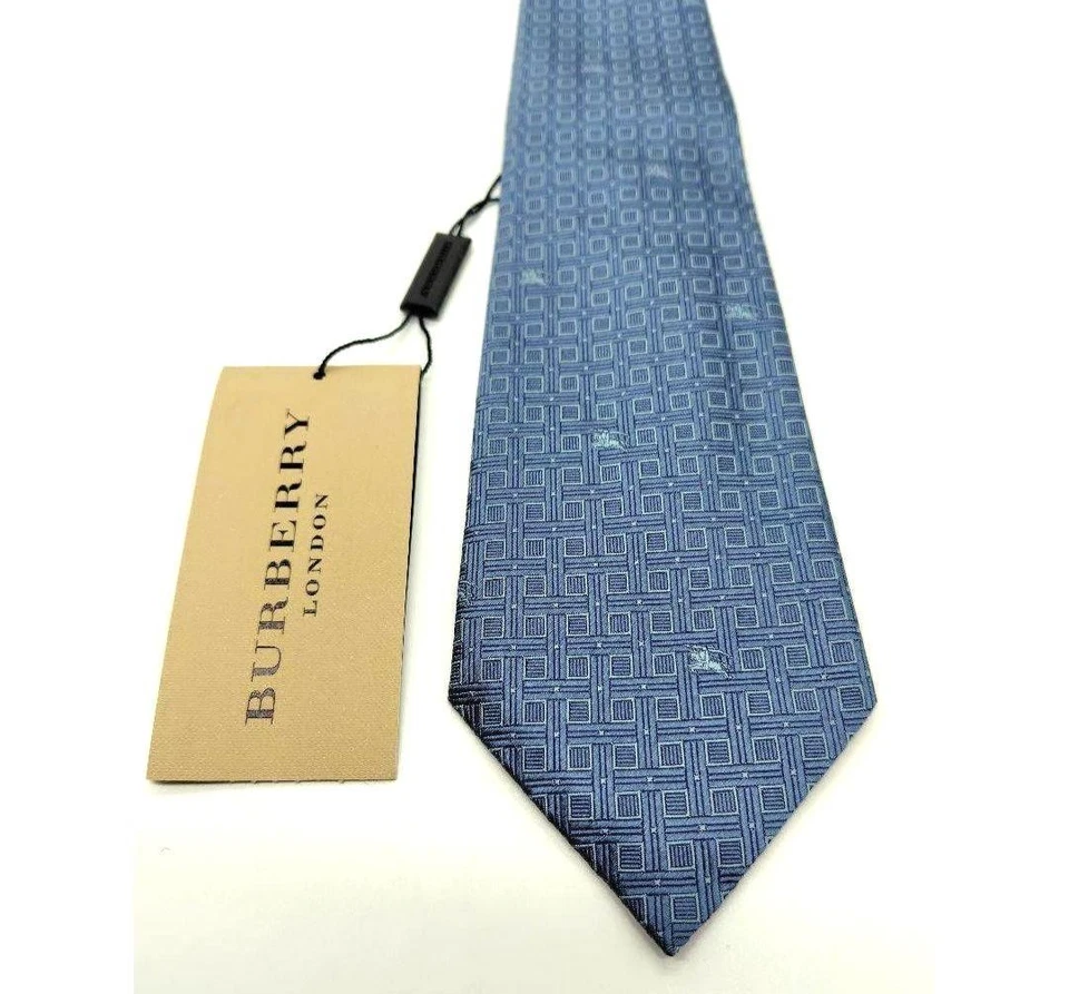 Burberry London Silk Tie UNIFORM BLUE Business Formal Accessories - Image 2 of 4