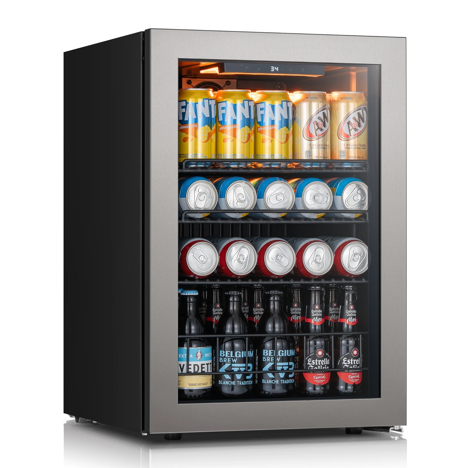 Ca'Lefort Beverage Refrigerator Mini Fridge Hold 85 Cans With Door,Shelves