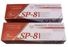(2) AstraGlow SP-8 Probiotic 2X Whitening Toothpaste for Oral Health NEW 3.5 OZ