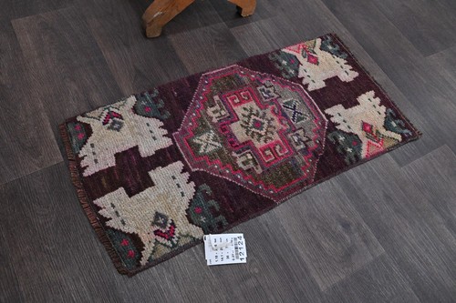 Oushak Turkish Doormat Rug 1x2 PURPLE Anatolian Handmade Vintage Small Kilim Rug - Picture 2 of 9