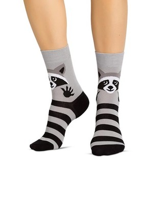 JNRB Women's Cotton Colorful Crew Dress Novelty One Size, Little Raccoon 
