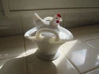 Vintage Westmoreland Milk Glass Chicken Hen on a nest Candy Trinket Dish