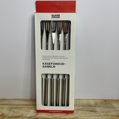 Kuhn Rikon 6 Piece Cheese Fondue Forks of Stainless Steel Silver NEW