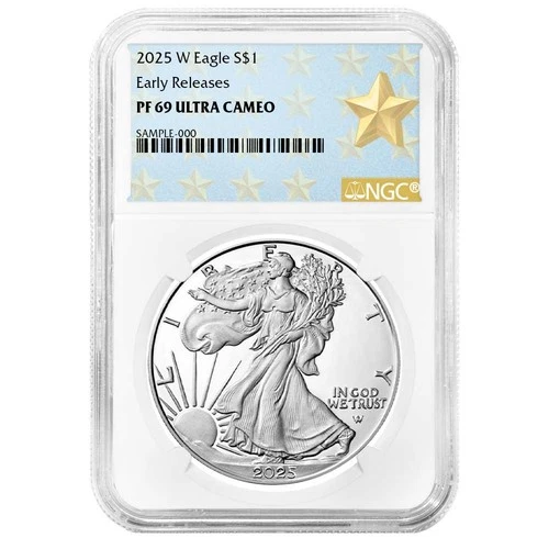 2025-W $1 1-oz Proof American Silver Eagle NGC PF69UC ER West Point Star Label