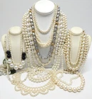 VINTAGE TO NOW FAUX PEARL BEAD NECKLACE LOT, FASHION/COSTUME JEWELRY LOT
