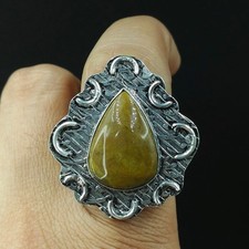 925 Sterling Silver Natural Rhodochrosite Gemstone Handmade Ring Size-7.25 US 