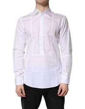 Dolce & Gabbana White Cotton Collared Dress Formal Men's Shirt Authentic