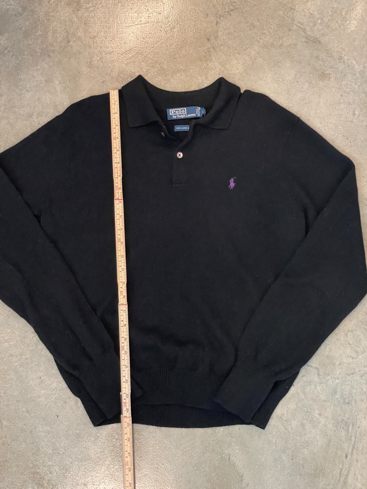 Vintage 90s Polo Ralph Lauren Lambswool Sweater Mens L Black Collared Pony Logo thumbnail 7