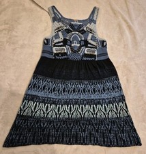 Free People Women's XS Crocheted & Knit Tank Dress Blue Beaded