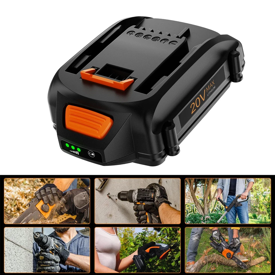 Литий-ионный аккумулятор WORX 20 В 8,0 Ач MAX Extend WA3525 WA3575 WA3520 1/2 шт. - Изображение 3 из 4