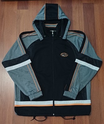 Nike Vintage Y2K Zip Hoodie Techwear Basketball Jacke Schwarz Grau Orange