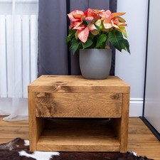 Chunky wooden bedside table with drawer