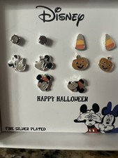 Disney Halloween Earring Set Mickey Minnie Pumpkins Silver Plated