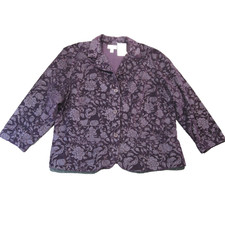 Talbots Velvet Burnout Blazer Womens 24W Plum Floral Whimsigoth Dark Academia