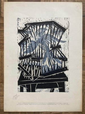 Xylography by Joaquín Aroztegui, 1967 - Club de Grabado de Montevideo, Uruguay.
