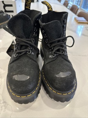 Dr Martens 1460 Pascal ST Hairy Suede Black M 5 W 6 Boots Exposed Steel Toe