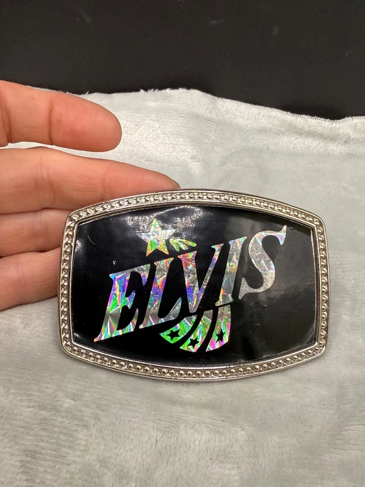 Vintage Elvis Belt Buckle Holographic Dad Gift  - Image 4 of 4