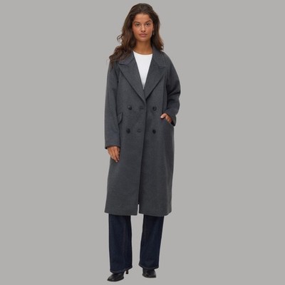 Vero Moda Wollmantel lang grau doppelreihig Art. 10320446