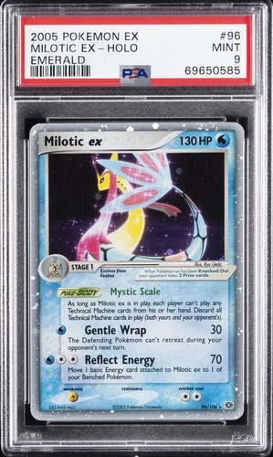 2005 POKEMON EX EMERALD #96 MILOTIC EX-HOLO PSA 9