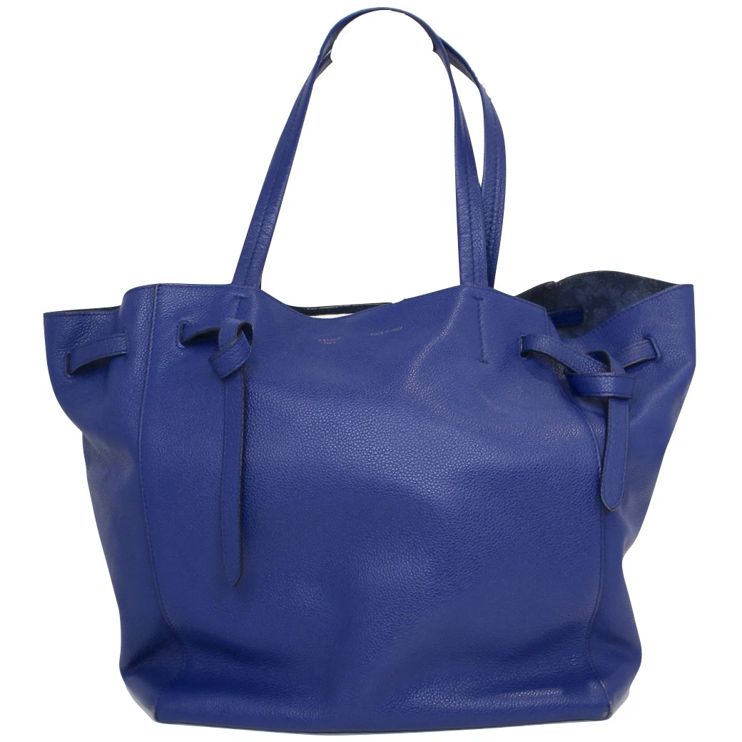Celine — Celine Cabas 176023 Leather Blue Shoulder Bag Women's KNB1561 #KNB1561