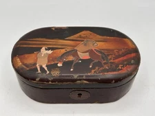 Antique Japanese Meiji Period Laquerware Wooden Box Laquered Trinket Box