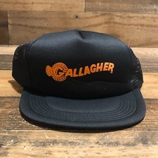 Vintage Gallagher Hat Snapback Trucker Cap Mens Black Orange 90s Farmer - READ