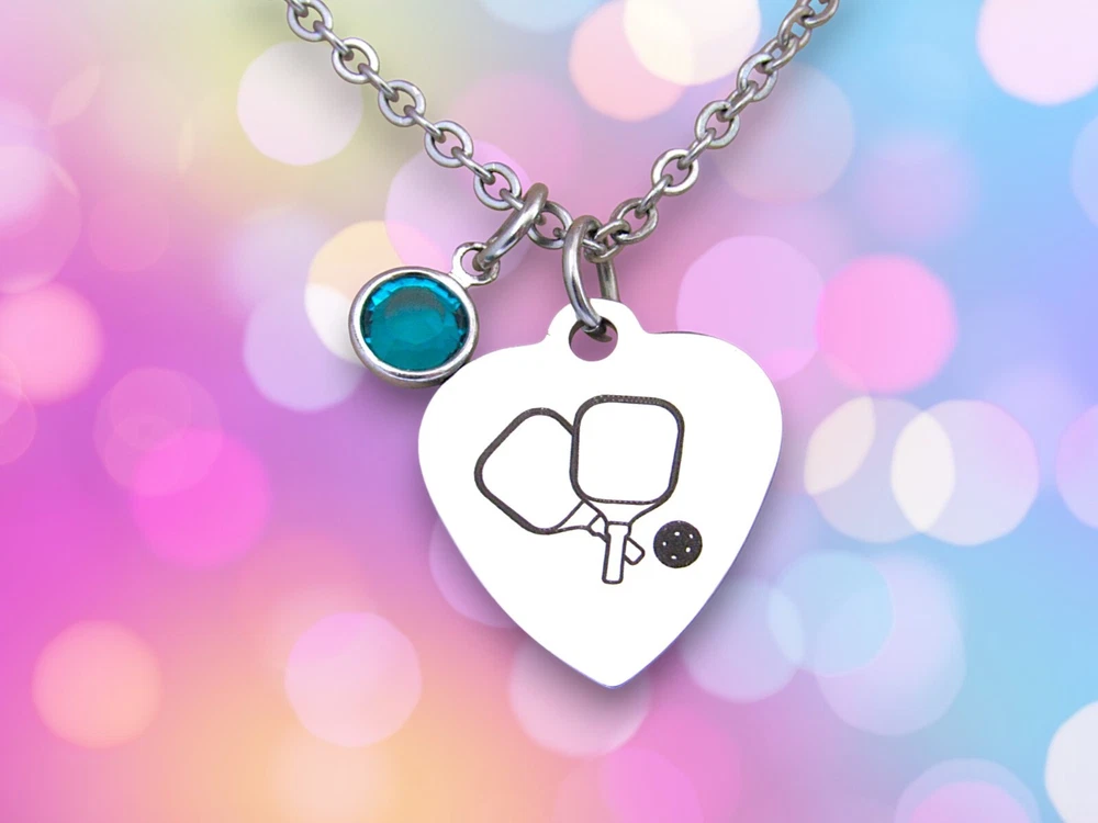 Pickleball Necklace with Birthstone - Love Pickleball Jewelry Gift for Wife or Birthday Present Pickleball Necklace with Birthstone - Love Pickleball Jewelry Gift for Wife or Birthday Present