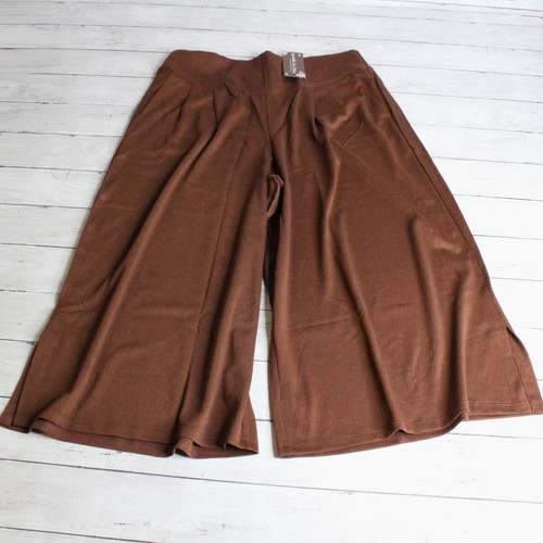 NWT Matilda Jane Women's Wide Leg Gaucho Size L Brown Cropped Capri Pants - Picture 1 of 6