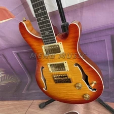PRS Electric Guitar Flamed Top Semi Hollow Body Cherry Burst HH Pickup Gold Part