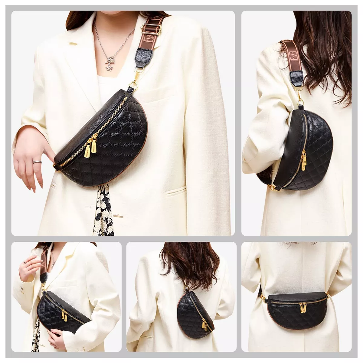 Diamond Pattern Chest Bag With Detachable Wide Shoulder Strap