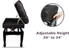 Adjustable Wooden Piano Bench Stool with Sheet Music Storage, Black,US STOCK