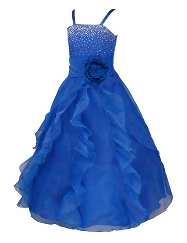 Mädchen Kleider Festlich Prinzessin Kleid Lange Blumenmädchenkleid mit Strass - Picture 66 of 74