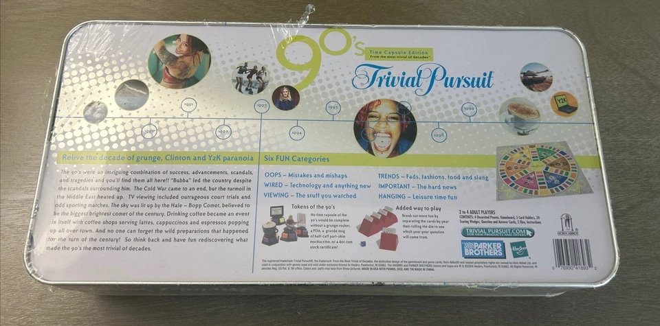 Trivial Pursuit 90s Time Capsule Edition Tin Case Parker Brothers New Sealed - Image 3 of 4