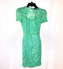 Pretty Little Thing Green Lace Dress Backless Cap Sleeve Bodycon Size 0