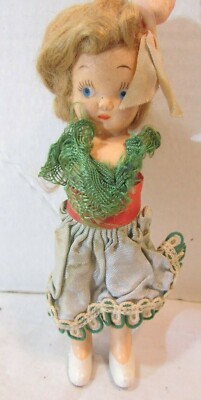 Plastic Story Book Doll Vintage 5 1/2  Blonde Hair Blue Eyes FLAT PAINTED SHOES 