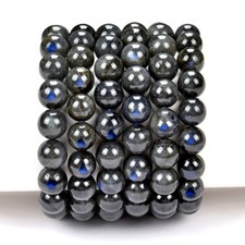 Natural Black Labradorite Gemstone 8MM 10MM 7.5 inch Round Bracelet S22
