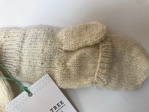PEOPLE TREE Cream Knitted Gloves Hand Wool Bobble Mittens Fair Trade £29 - Picture 7 of 8